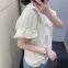 Casual round-neck short-sleeved T-shirt pleated cuff top 2025 spring new product