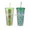 24OZ plastic colored water tumblers with straw drinking