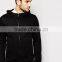 2015 mens custom 100%cotton front zipper black hoodie