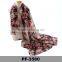 Indian Silk Scarf Cheap Neck Scarf Hijab Wild Fashion Floral Voile Scarf For Young Ladies