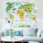 colorful animal world map wall stickers living room home decorations pvc decal mural art 037 diy office kids room wall art