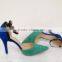New Arrival Suede Velvet Green and Blue Collage High Heel Pumps Ankle Strap Ladies Shoes