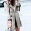 2016 women spring and autumn jacket long trench coat contrast color overcoat