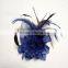 Colorful Artificial Fabric and Feather Flower Brooch
