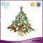 Fashion jewelry gold plated zinc alloy multicolor rhinestone Christmas tree brooch