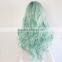 lace front black green ombre wig long wavy curly high temperature synthetic wig