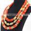 New Arrival African Nigerian Wedding Beads Coral Jewelry Sets,Statement African Beads Coral Necklace Bracelet Earrings Sets