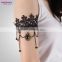 Gothic Black Flower Rose Lace Small Beads Drop Lace Upper Arm Bracelet