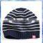 Navy and White Women Striped Knit Hat/knitting Pattern Striped Hat/stripe Hat