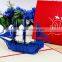 dark blue color 3D ship custom pop up business greeting card