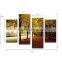 Modern golden autumn Fallen leaves landscape canvas prints 4 panels