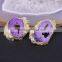 Gold Plated Purple Geode Druzy Quartz Connectors, Crystal Drusy Gem stone Beads