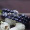 6mm AA rice shape peacock dyed color triple rows black freshwater pearl bracelet