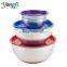 Non Slip Silicone Bottom Stainless Steel Mixing Bowls Set With Lids Kitchen Tools