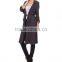 Fashion Modern Apparel Women Trendy Turkey 3/4 Sleeve Plain Spring Winter Coat Charcoal Sheer Trench Long Coat
