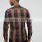 Custom Logo Long Sleeve Spread Collar Mens Pre-Shrink 97% Cotton 3% Elastane Breathable Slim Fit Casual Big Plaids Shirts