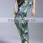 fashion style girls wearing yoga pants with peacock printed