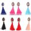 Bohemian jewelry rhinestone gems with long colorful tassel charms earrings for women