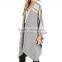 fashionable 3/4 sleeve no button custom design stripe knitted wholesale poncho