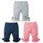wholesale design baby girls pant, hot cheap lastest girls 3/4 ruffle pants