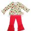 2017 Yawoo red dress match christmas tree patterns pants outfits childrens boutique clothing