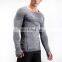 Custom Fitted Casual Gym seamless-longsleeve-grey slim fit t shirt For Men