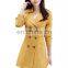 2016 BAIYIMO Womens Long Plus Size Turndown Collar Double Breasted Pea Trench Coat