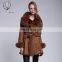 Luxury Fox Fur Trimmed Sheepskin Fur Garment Winter Fox Fur Hood Fur Jacket Bonjovi Original Design DOUBLE FACE Fur Coat