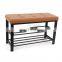 Customized Modern and Practical Metal Fabric Shoe Stool Shelves Storage Bench With Buttons for Living Room