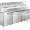 2 Door Stainless Steel Commercial Pizza Counter Refrigerator