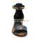 women beautiful latest design snake printed  high stacked heels ankle strap leather sandals shoes