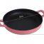 Magenta Enameled Cast Iron Frying Pan with Dual Handles