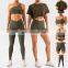 Sexy Workout Gym Fitness Wear 5 Piece Active One Shoulder Bra V Cut Cross Waist Shorts Leggings Crop Top Yoga Suit Set For Women