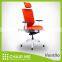 Orange fabric, orange office chair, white backrest, fabric chair, ergonomic chair, 3D headrest, adjustable armrest, aluminum bas