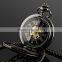 Black Stainless Steel Skeleton Pocket Watch Automatic Movement WP116-ESS