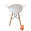 Retro Modern Colorful Metal Natural Wood Dowel Leg Base Plastic Molded Armchair French Kid Dining Chair