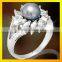 Black pearl rings 925 stereling sliver jewelry rings for women wedding rings