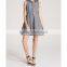 Latest fashion stand collar plaid elegant A-line/skirt with bowknot