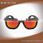 Bamboo Frame Eyewear Box Sunglasses With Mirror Lenses