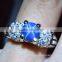 6 MM Blue Star Sapphire Ring Lab-Created Sterling Silver 92.5 Size 6.75
