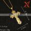 Men's Stainless Steel Gold Characteristic Glitter Simulated 3D CZ Cross Pendant