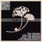 Antique Vintage Style Fine Crystal Diamond Ginko Brooch With Pearl Jewelry