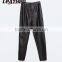 New Arrival Autumn And Winter Black Patchwork Long Trousers Leather Pants Full Length Slim Women's Skinny Pencil Pants