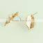 gold leaf earrings with pearl