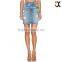 2015 summer hot design full cotton damaged denim skirt(JXC00191)