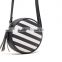 Round shape shiny pvc teen messenger bags zebra printing design