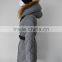 women winter duck down feather puffer quilted jacket with fur hood