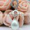 Double-circle shape CZ 18k gold plated 9-10mm AAA white drop pearl Pendant