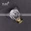 1 3/8 inch zinc alloy gold-plated clear pumpkin shape glass knob