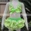 Green chevron satin swimsuit two pieces girls swimwear for kids 2-8Y